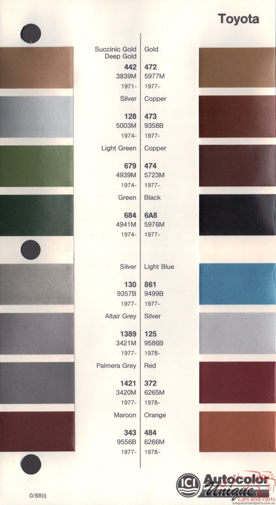 1971 - 1980 Toyota Paint Charts Autocolor 5
